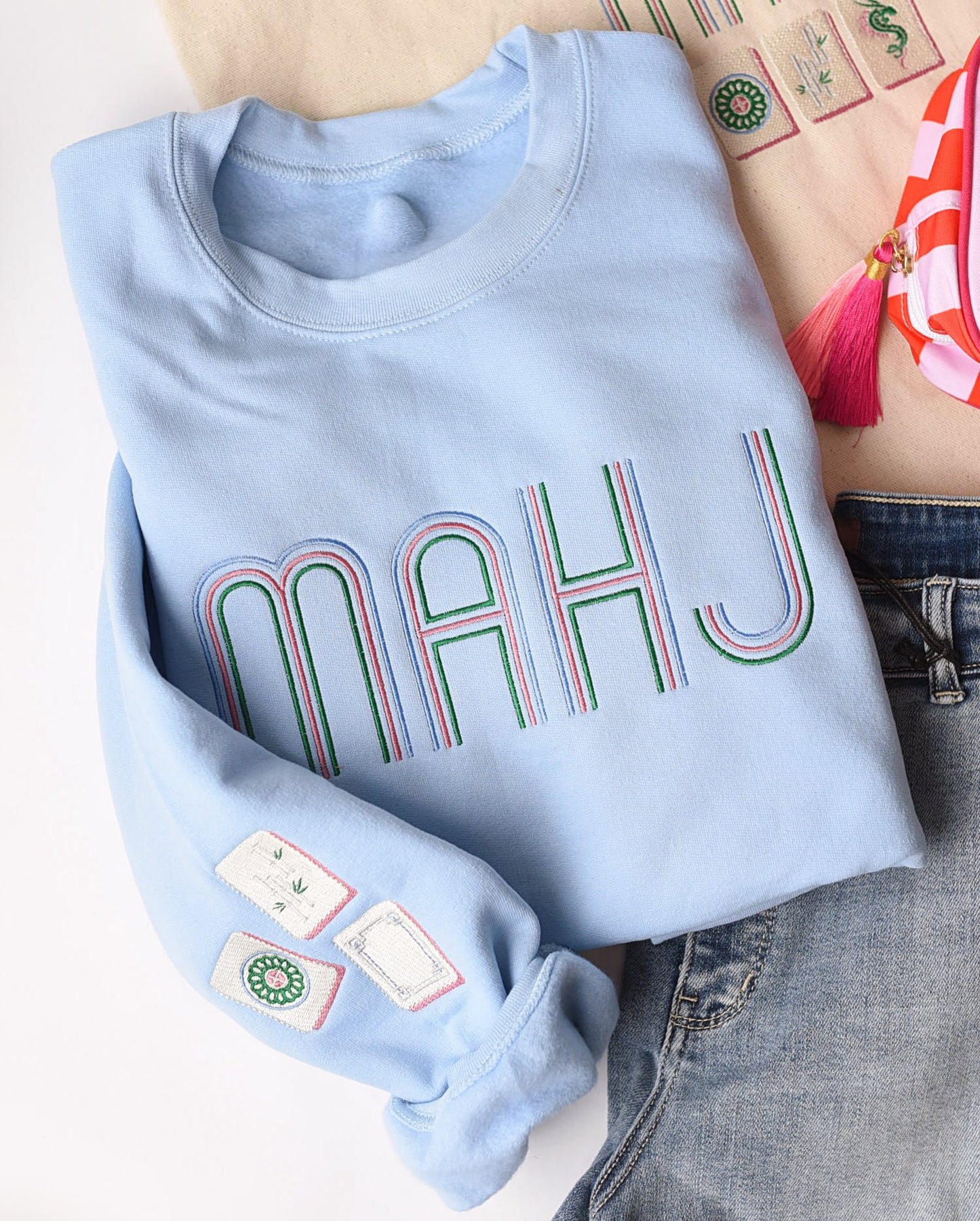 Mahjong Embroidered Sweatshirt