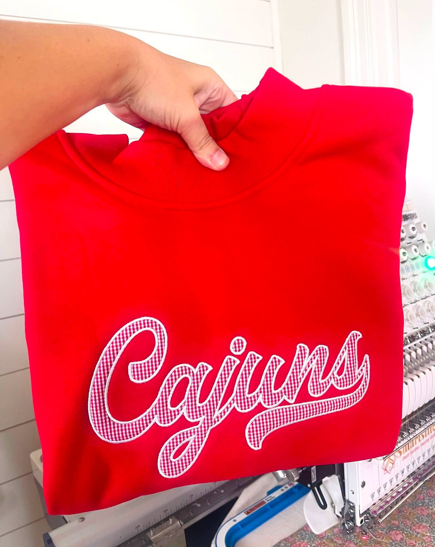 Cajuns Retro Applique on Mockneck or Crewneck