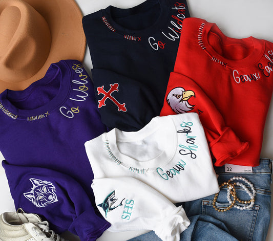 Custom Gameday Embroidered and Hand Stitched Sweatshirt