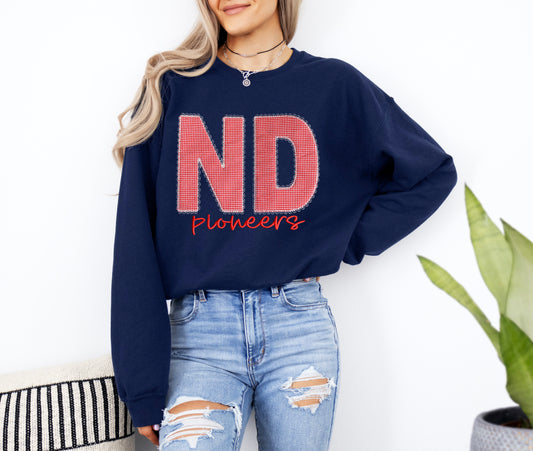 Gingham Lace Applique Make It Your Own Gildan Sweatshirt