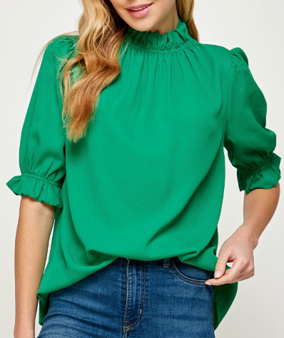 Kelly Green Puff Sleeve