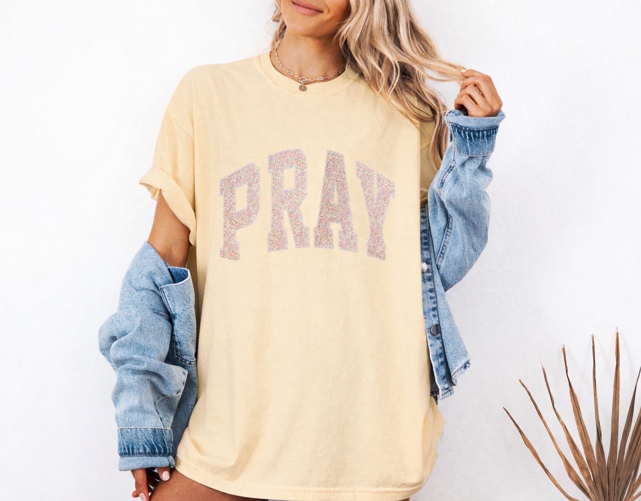 Yellow PRAY or AMEN Applique Sweatshirt or T-Shirt