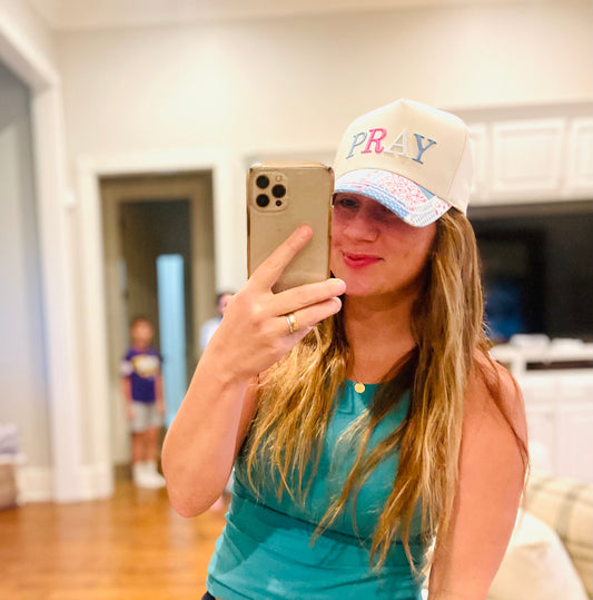 Pray Trucker Hat + Floral Beak Detail