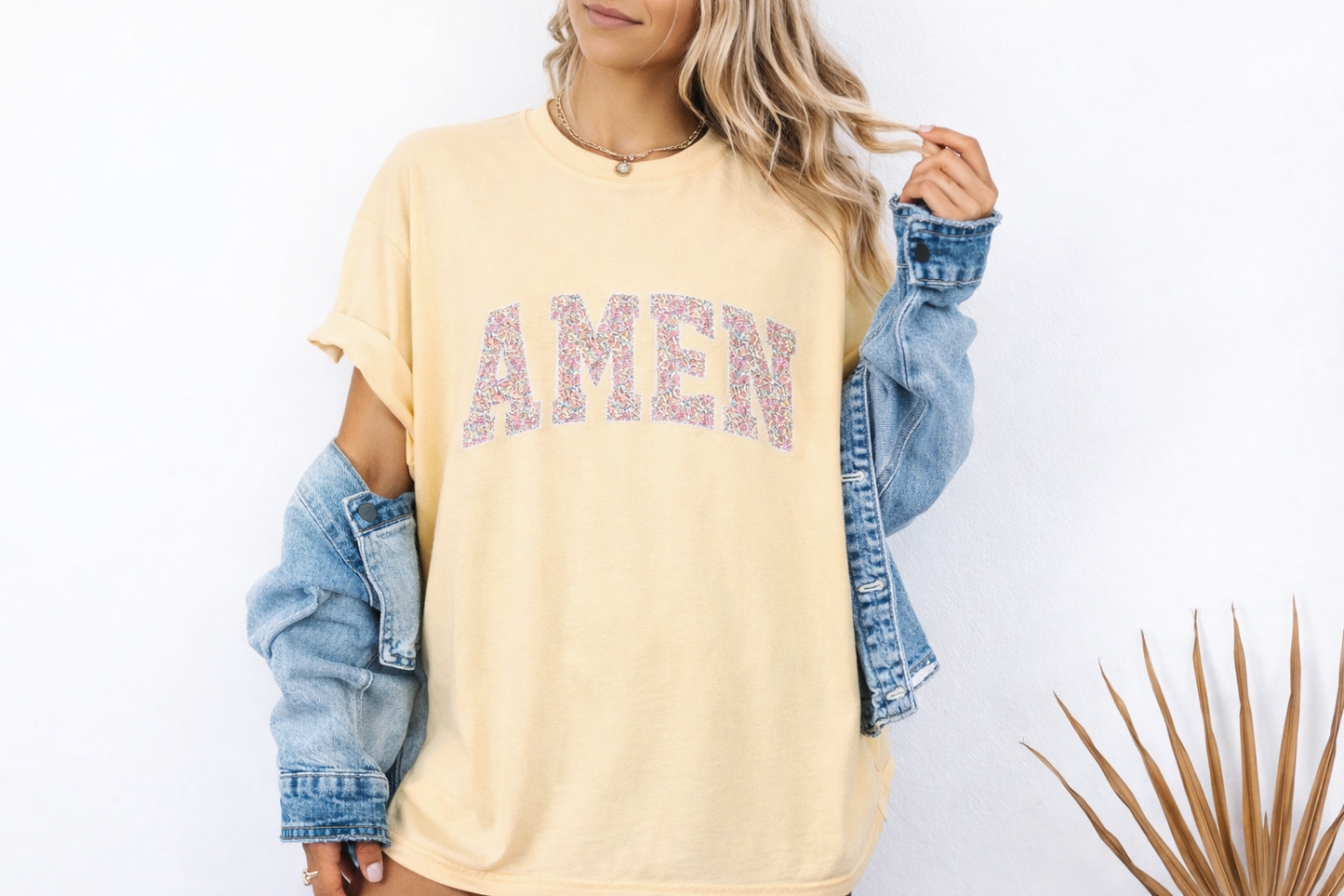 Yellow PRAY or AMEN Applique Sweatshirt or T-Shirt