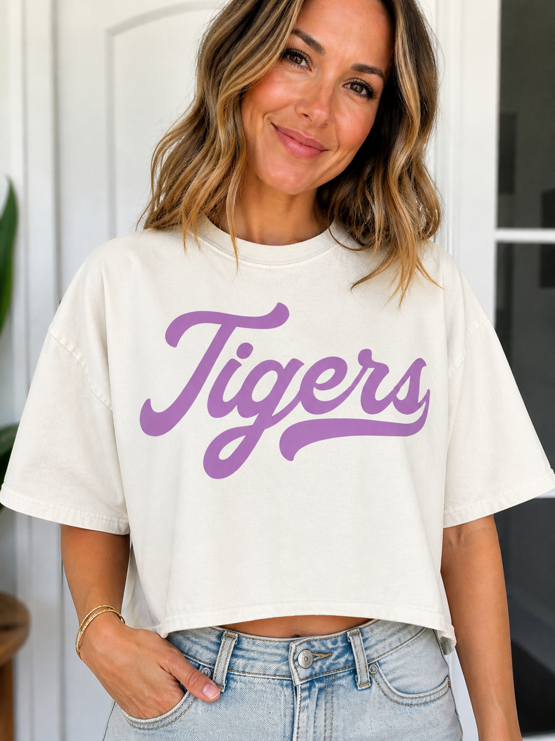 Retro Graphic Tigers or Cajuns Regular or Crop Comfort Colors