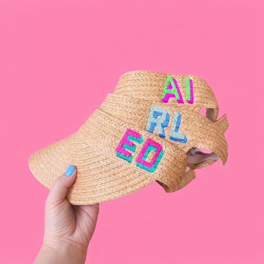 Monogrammed Straw Visor
