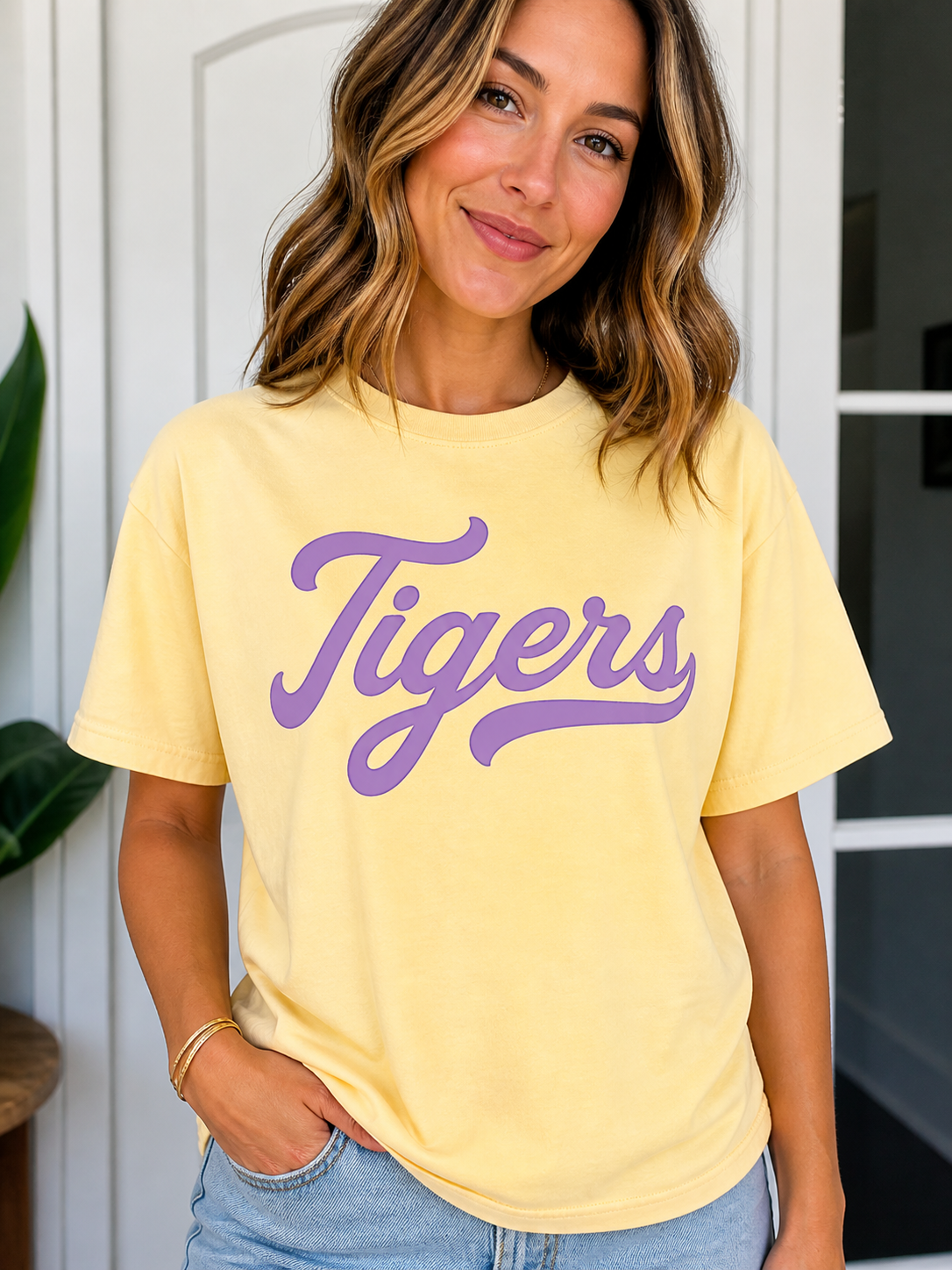 Retro Graphic Tigers or Cajuns Regular or Crop Comfort Colors