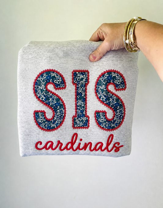 Lace Stitch + Blue Floral Applique Crewneck SIS