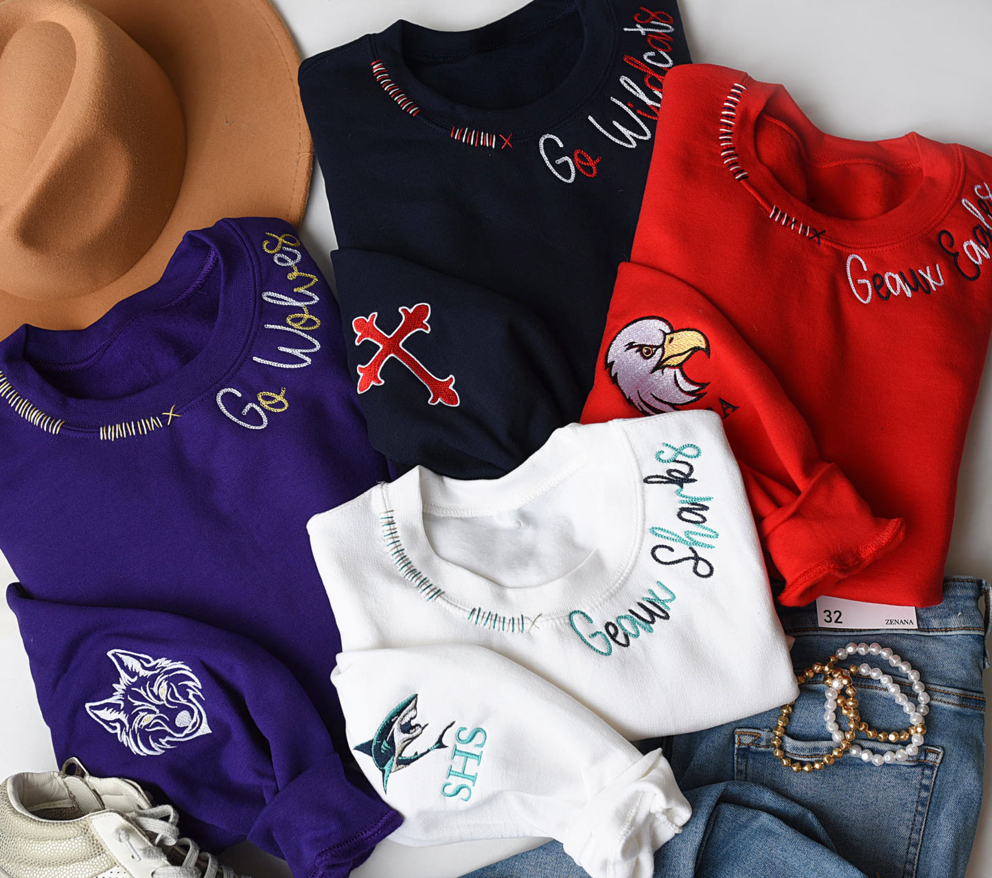 Custom Gameday Embroidered and Hand Stitched Sweatshirt