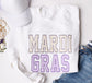 Mardi Gras Gingham + Floral Applique Crewneck
