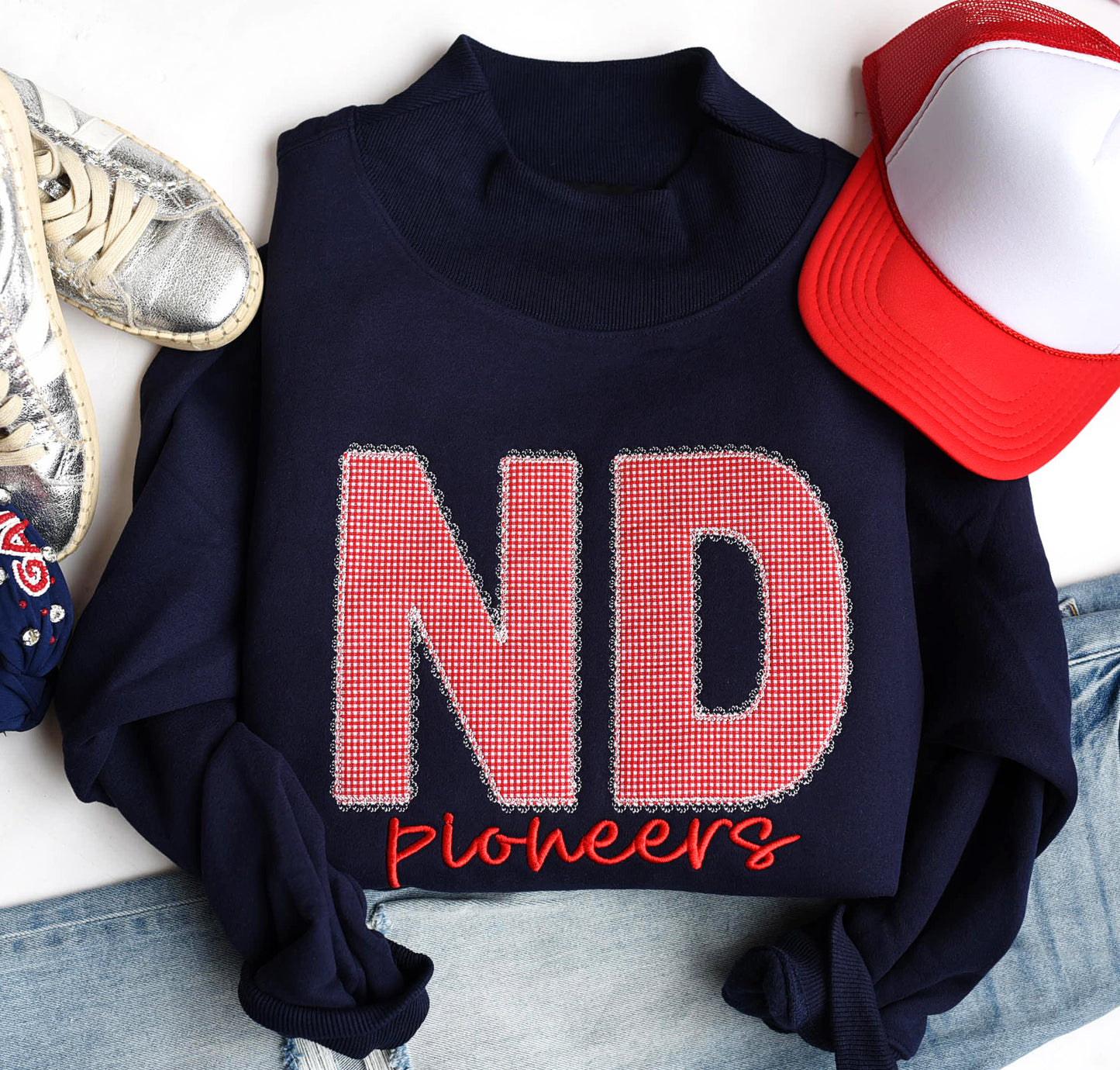 Lace Applique Mockneck