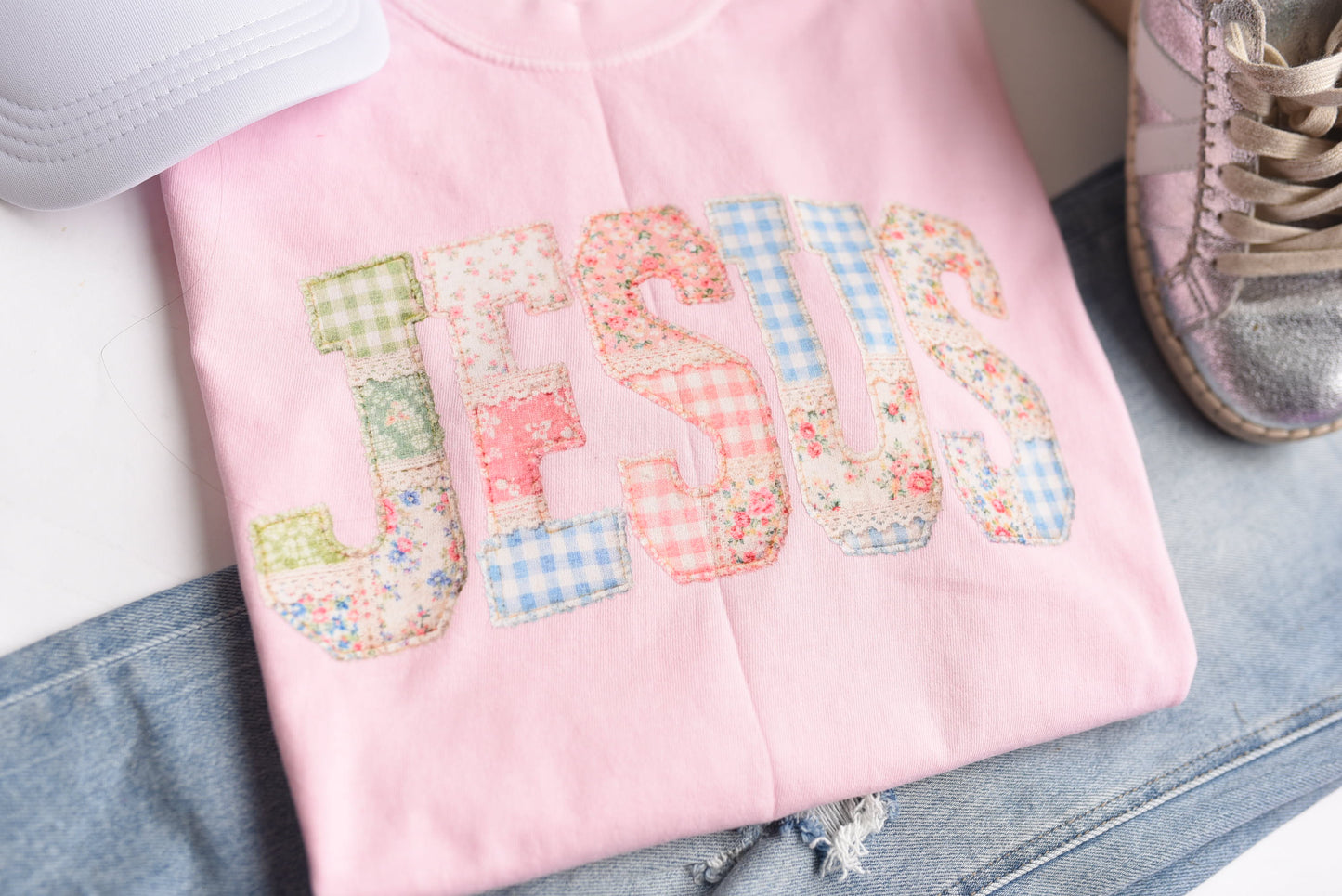 Faux Embroidered Jesus T-Shirt Comfort Colors