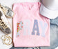 Pray Applique Floral Pink and Blue Comfort Colors