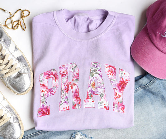 Pink Floral Applique Choose Your Word