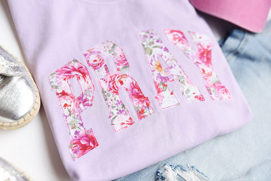 Pink Floral Applique Choose Your Word