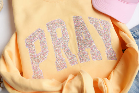 Yellow PRAY or AMEN Applique Sweatshirt or T-Shirt