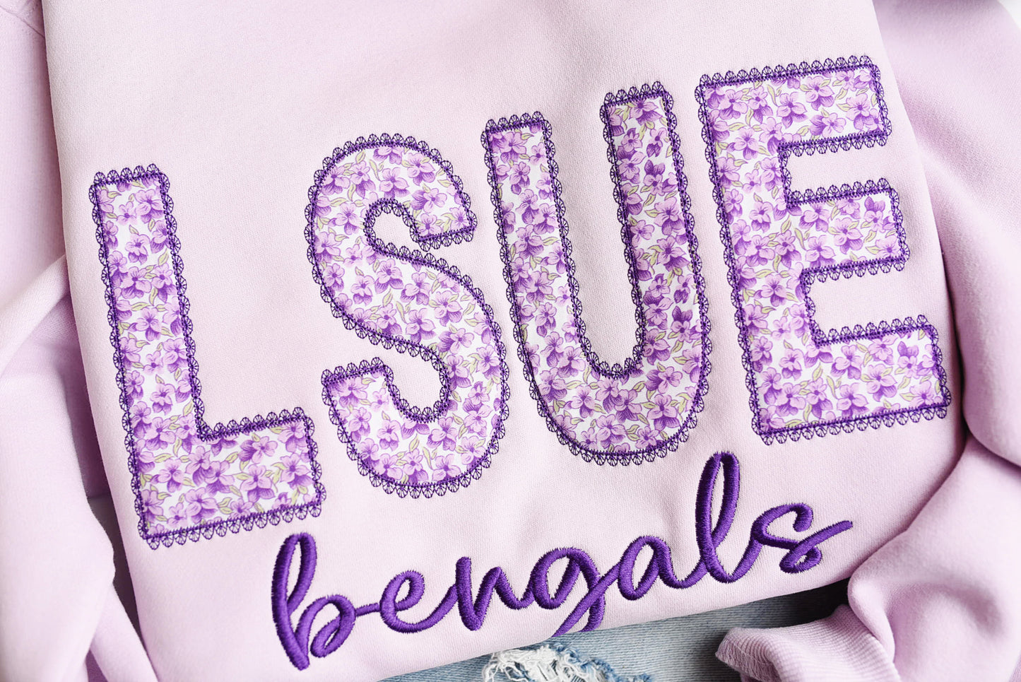 Lace Floral Applique Mockneck Applique