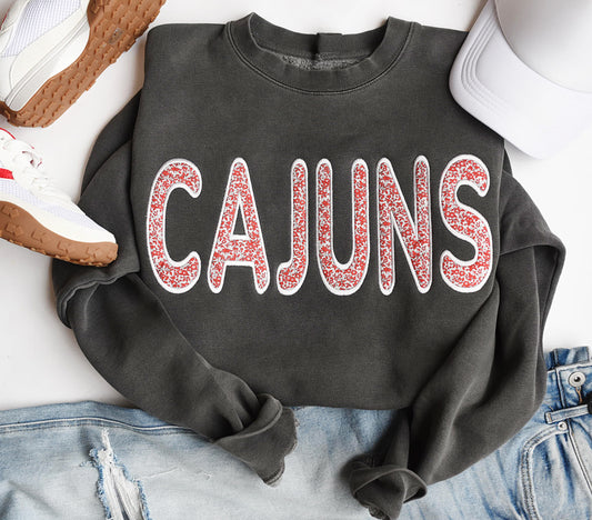 Cajuns Bubble Font Floral Applique