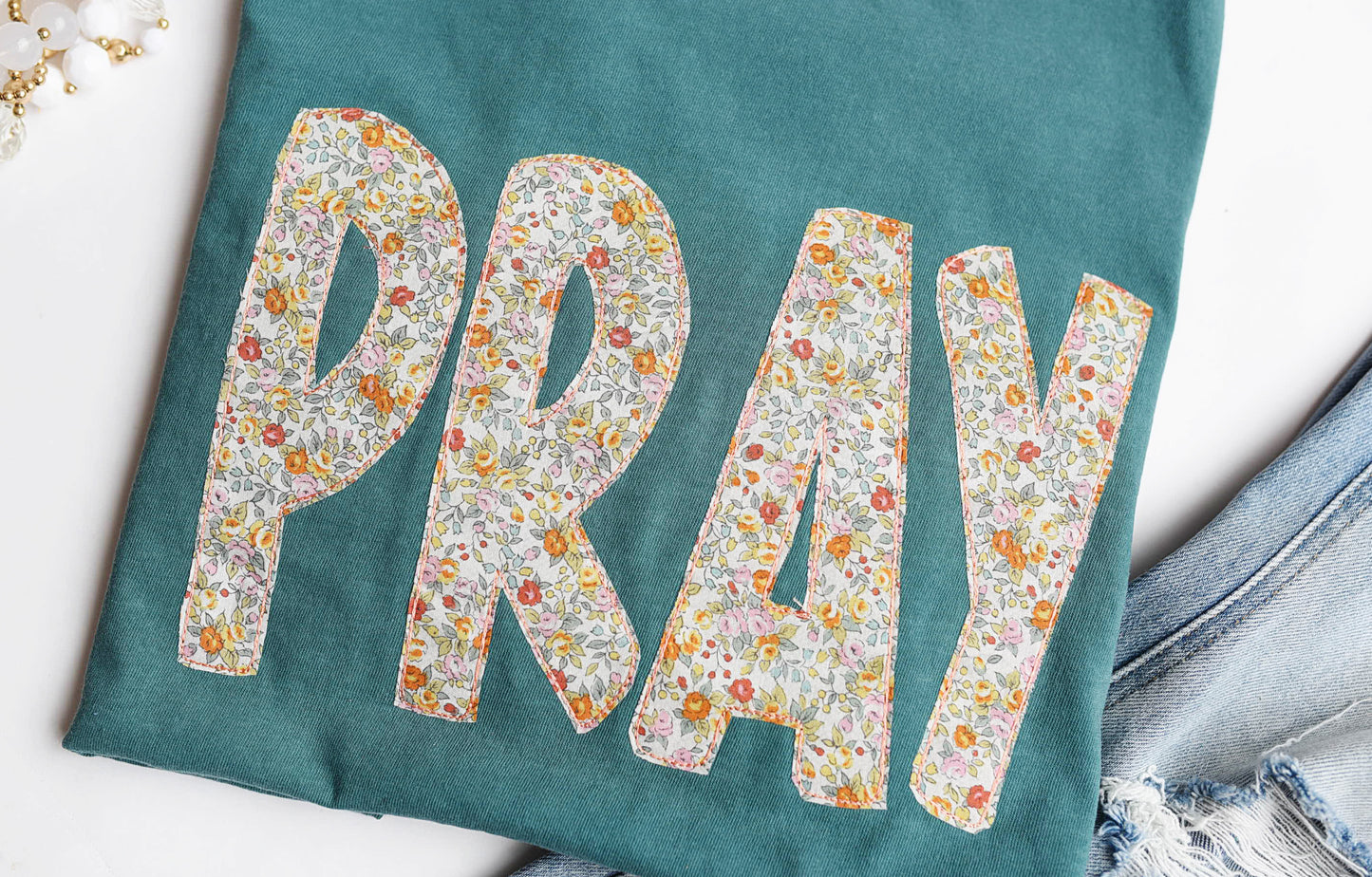 BIG PRAY applique Comfort Colors T-shirt
