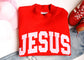 Red Mockneck Pink Jesus Gingham