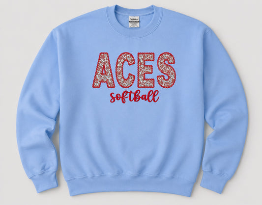 Aces Softball Lace Stitch + Satin Stitch