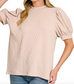 Ribbed Puff Sleeve Zenana