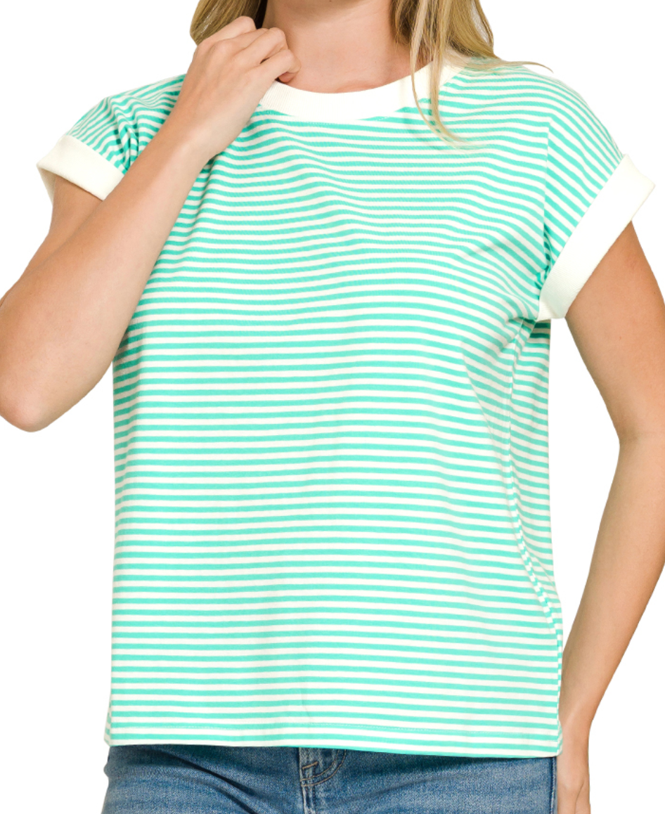 Zenana Stripe Contrast Top