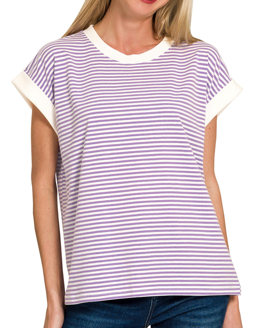 Zenana Stripe Contrast Top