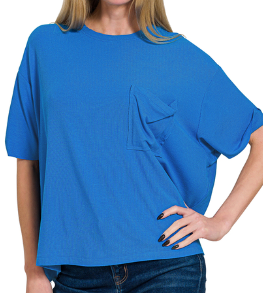 Oversized Ribbed Pocket Tee