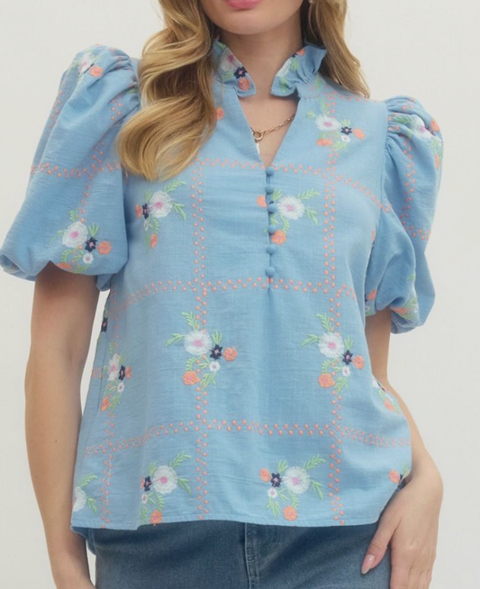 Louise Embroidered Floral Top
