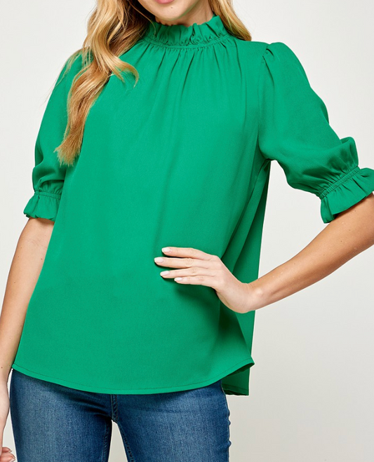 Kelly Green Puff Sleeve