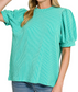 Ribbed Puff Sleeve Zenana