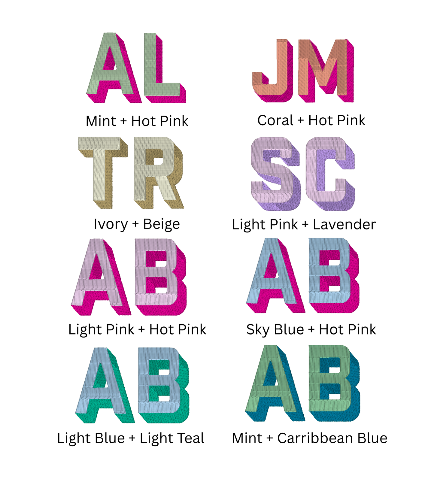 Personalized Quarter Zip Shadow Block Font Initials