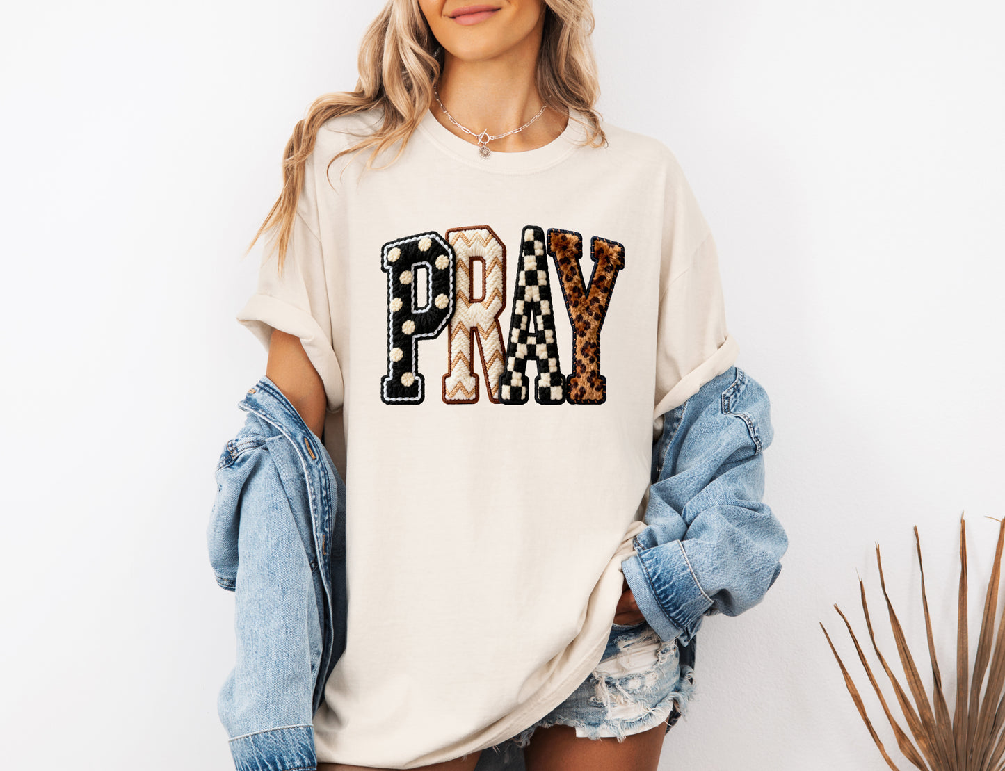 PRAY Faux Crochet/ Yarn Comfort Colors Tee
